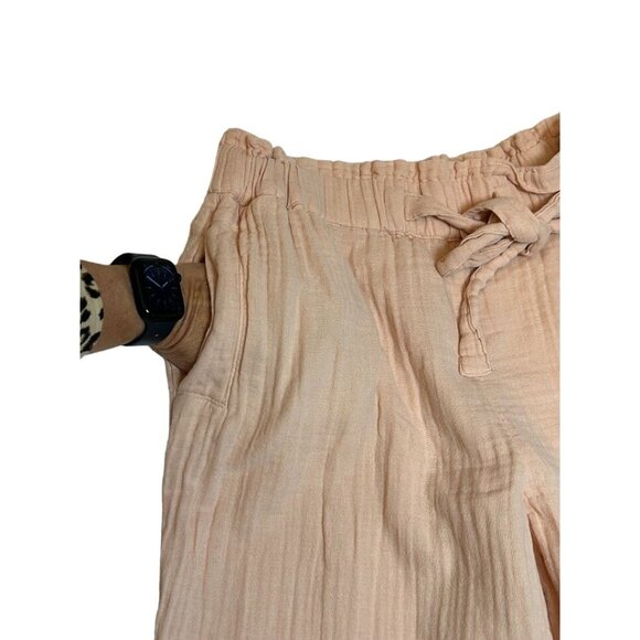 Peach Crepe Gauze SO Womens High Rise‎ Tapered M Pants With Tie - Picture 5 of 5